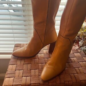 Mango Tan Heeled Leather Boots